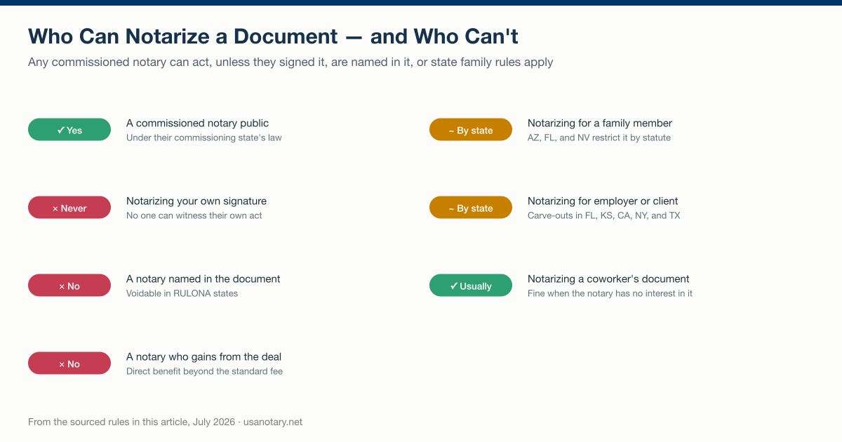 Notary eligibility rules: which people can notarize a document and which situations disqualify them